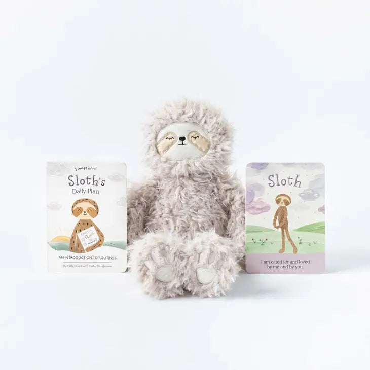 Back To School Sloth Stuffie + Introduction To Routines Book by Slumberkins