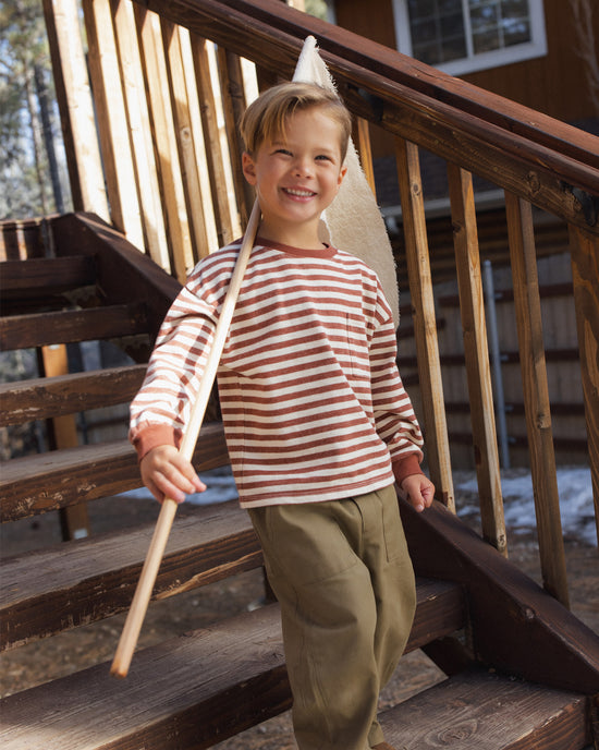 Relaxed Long Sleeve Tee || Brick Stripe by Rylee + Cru