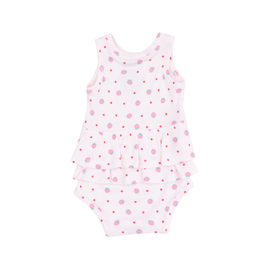 Ruffle Tank Bubble - Strawberry Swiss Dot by Angel Dear