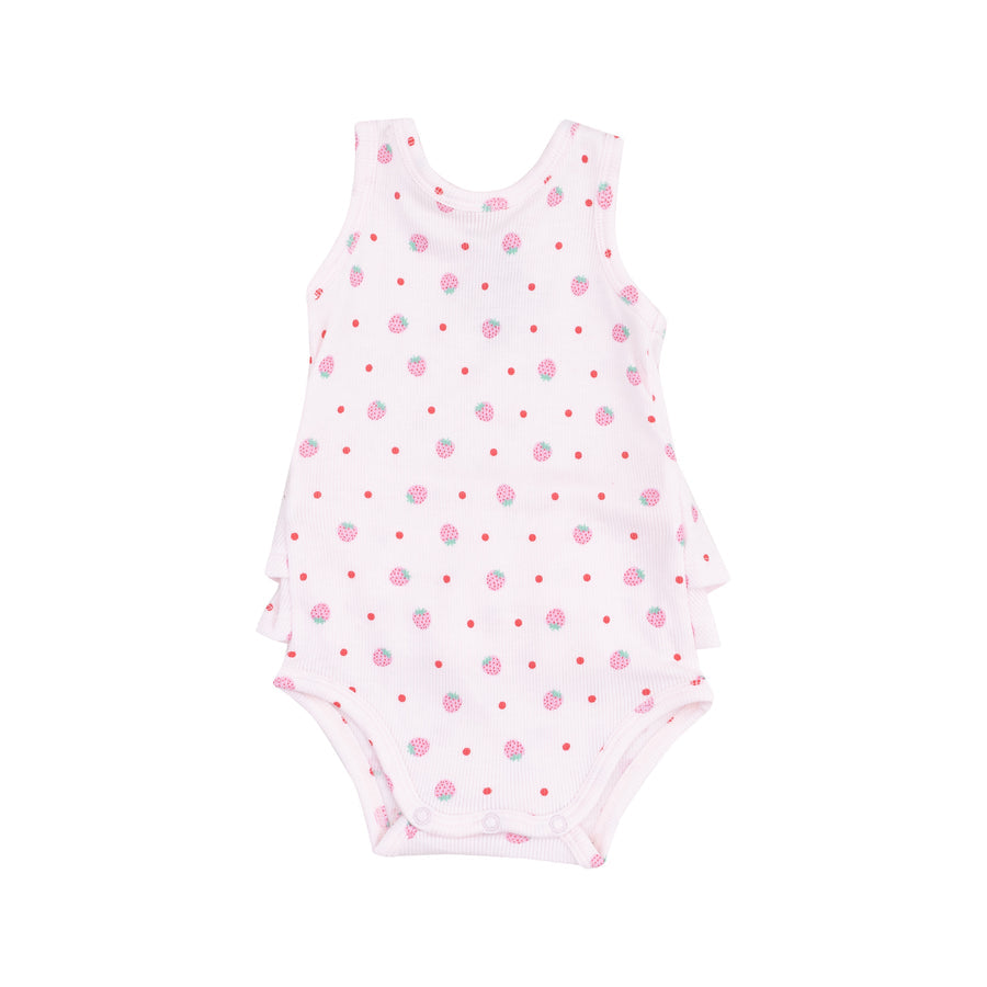 Ruffle Tank Bubble - Strawberry Swiss Dot by Angel Dear