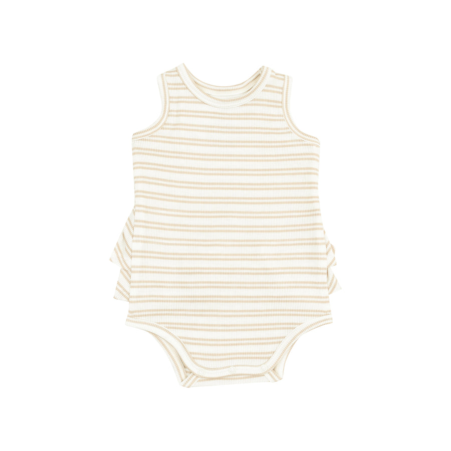 Ruffle Tank Bubble - Stripe Oxford Tan by Angel Dear