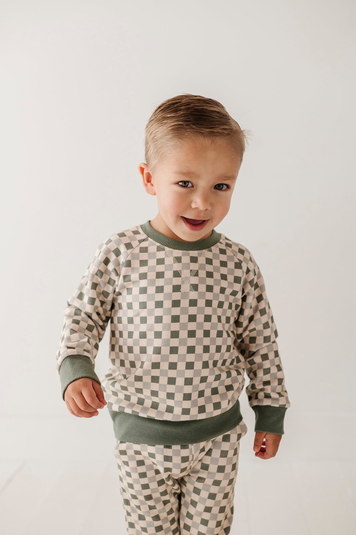 Fleece Sweatshirt- Fern Checkered by babysprouts