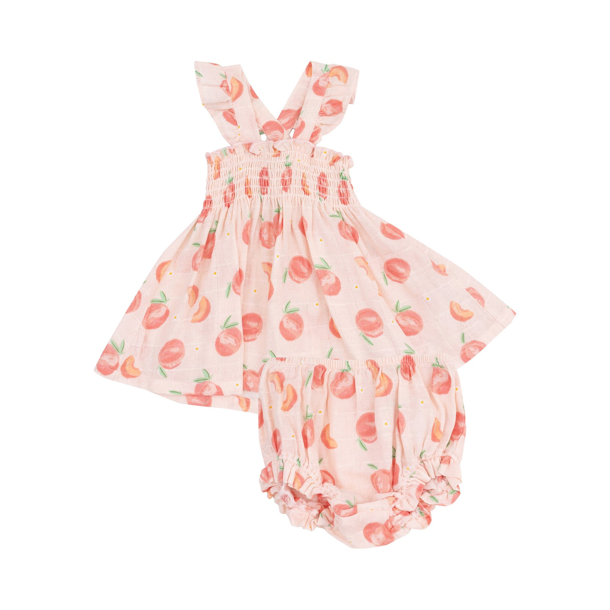 Ruffle Strap Smocked Top + Diaper Cover -Sweet Peach by Angel Dear