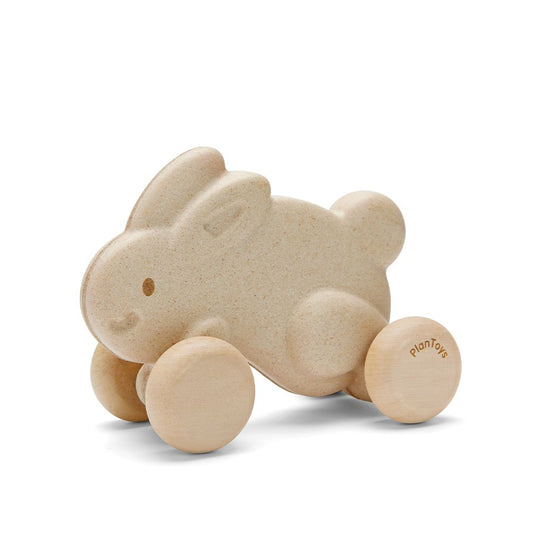 Push Along Bunny -White by Plan Toys