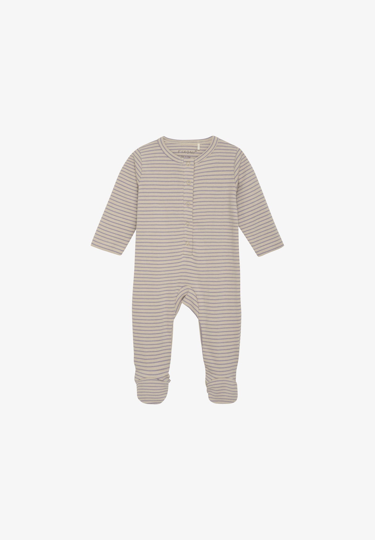 Striped Nightsuit with Feet - Lavender Gray by Fixoni