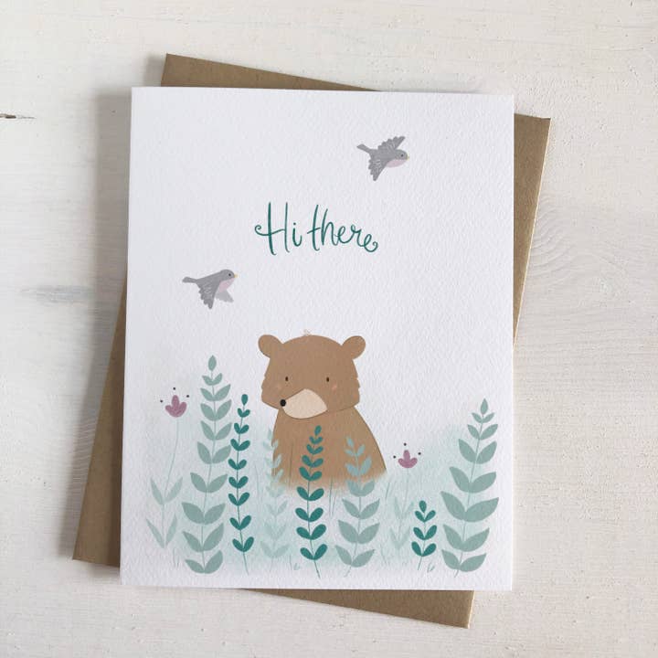 Hi There Bear- Woodland Garden Just Because Card