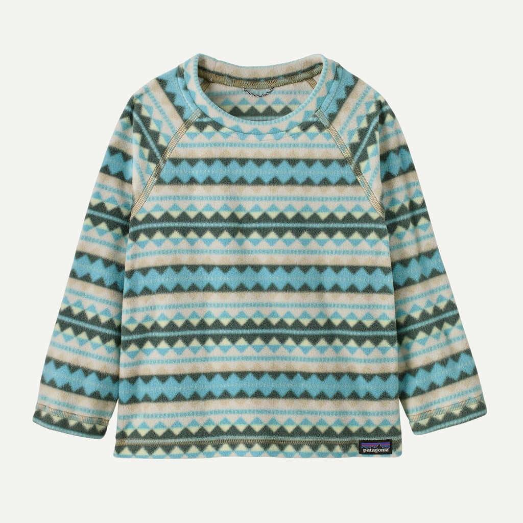 Baby Micro D® Fleece Crew Pullover- Diamond Stripe: Snowmelt Blue by Patagonia
