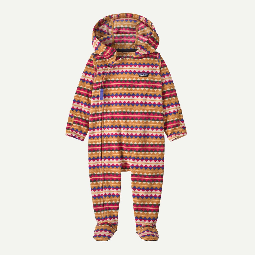Infant Micro D® Fleece Bunting- Diamond Stripe: Rutabaga White by Patagonia