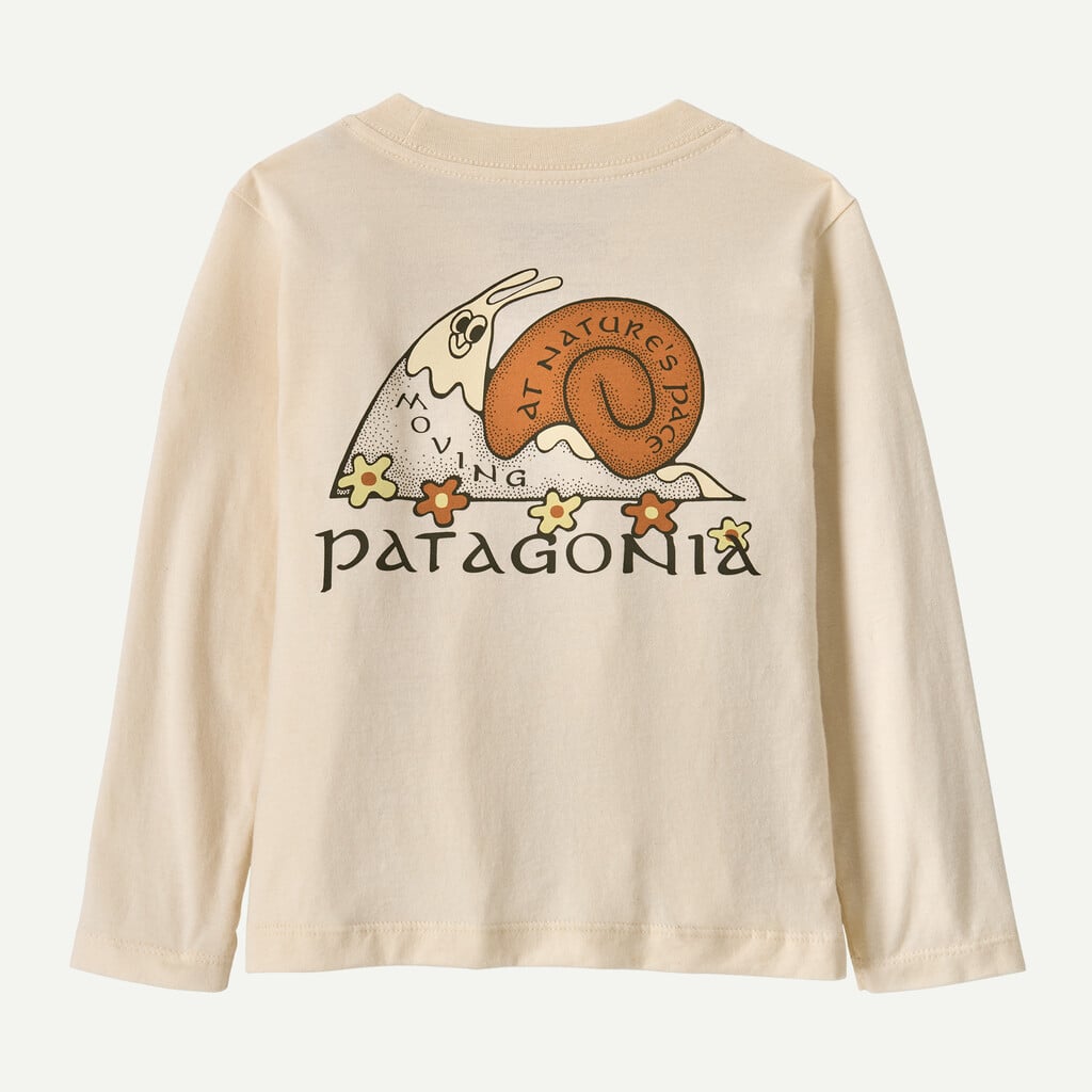 Baby Long-Sleeved Graphic T-Shirt- Nature's Pace: Undyed Natural by Patagonia