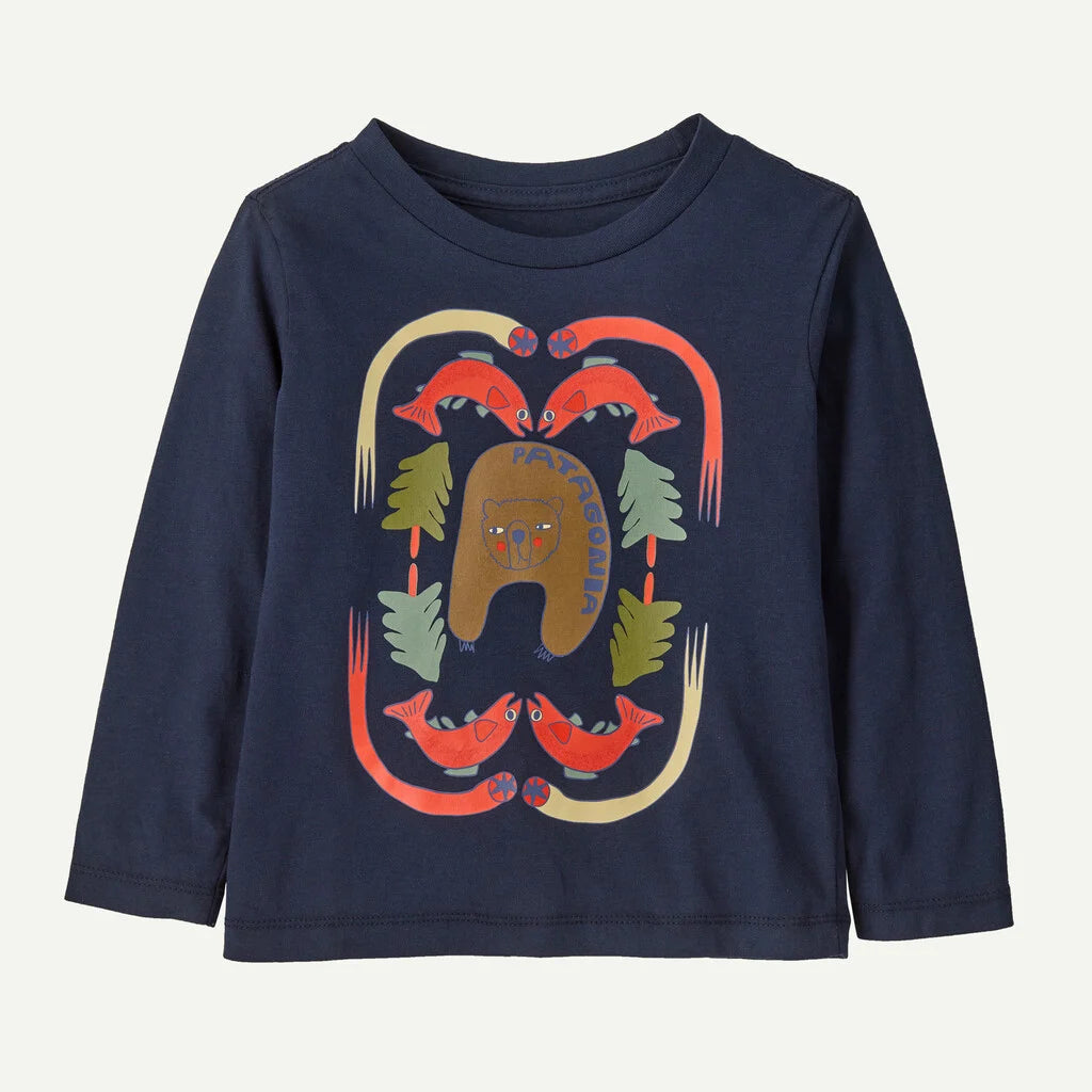 Baby Long-Sleeved Graphic T-Shirt- Streambeam: New Navy by Patagonia