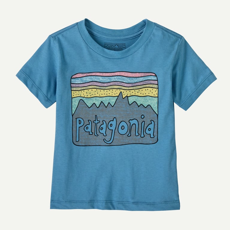 Baby Fitz Roy Skies T-Shirt- Shore Blue by Patagonia