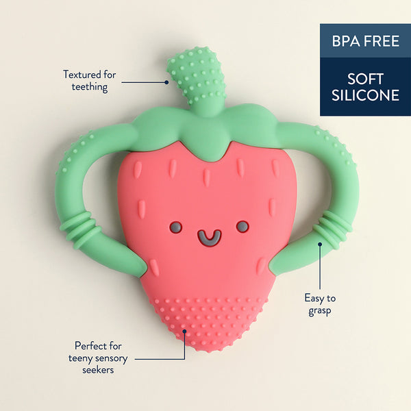 Chew Crew™ Silicone Handle Teether - Strawberry by Itzy Ritzy