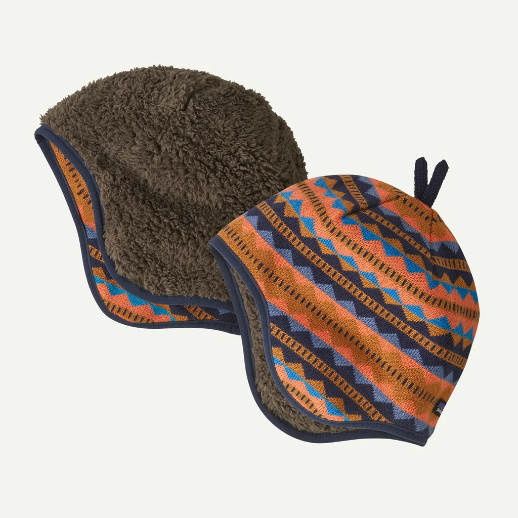 Baby Reversible Beanie- Diamond Stripe: Talon Gold by Patagonia