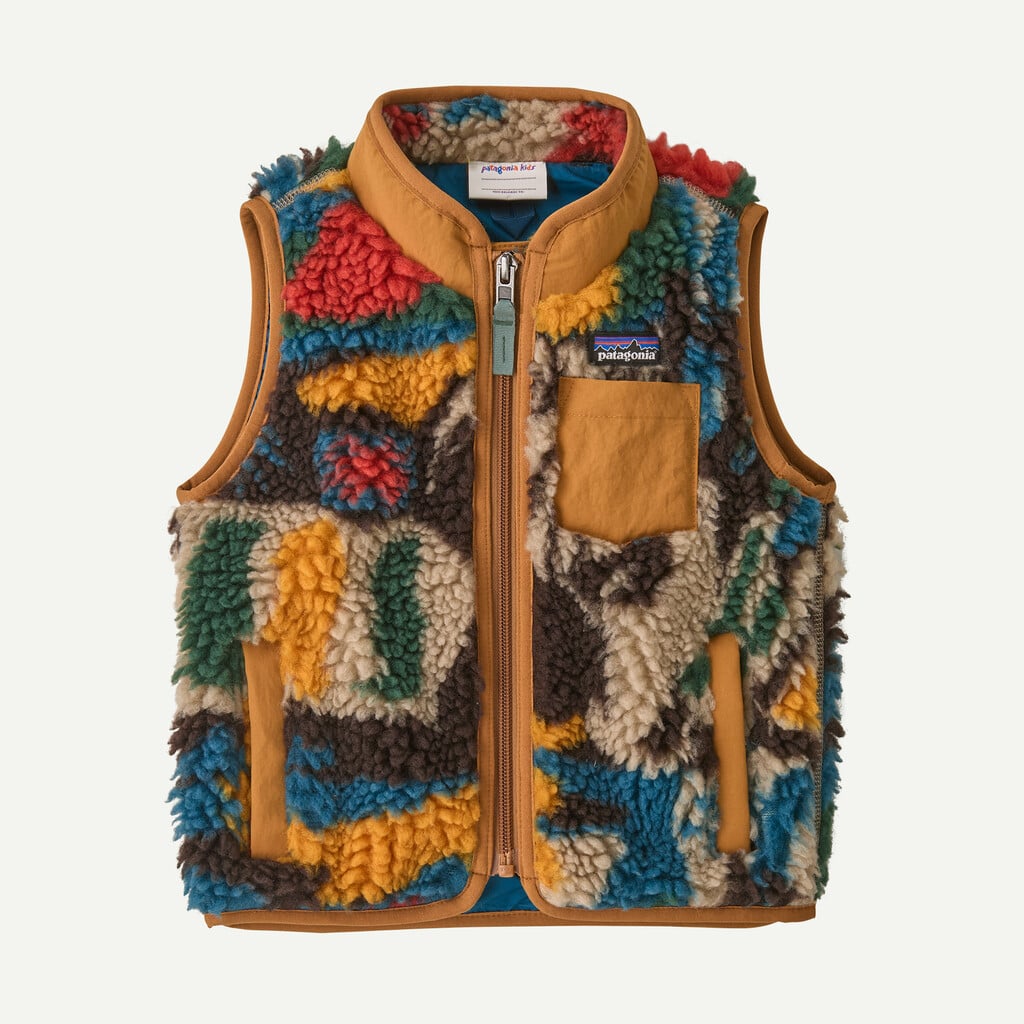 Baby Retro-X® Fleece Vest- Let's Chat More: Den Brown by Patagonia