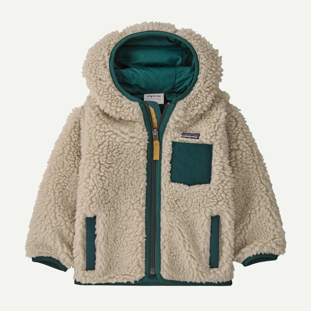 Baby Retro-X® Fleece Hoody- Natural w/Cascade Green by Patagonia