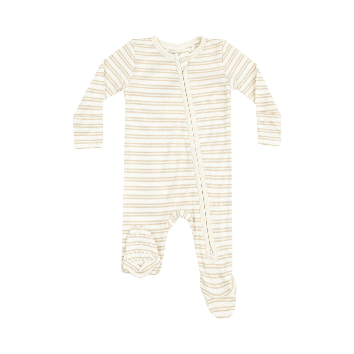 2 Way Zipper Footie - Stripe Oxford Tan by Angel Dear