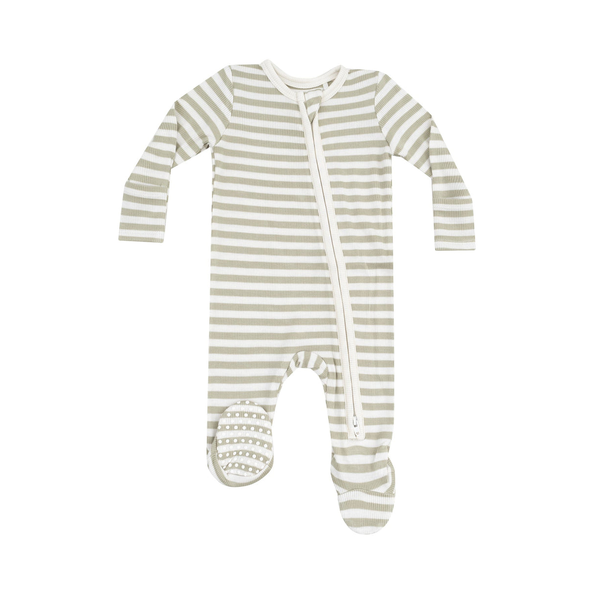 2 Way Zipper Footie - Stripe Sage by Angel Dear