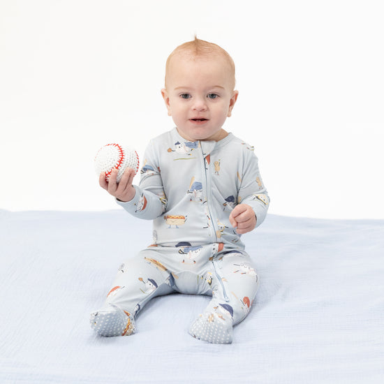 2 Way Zipper Footie- Baseballs Playing Baseball by Angel Dear