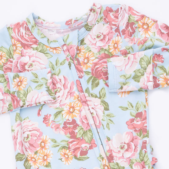 2 Way Ruffle Back Zipper Footie- Angeline Floral by Angel Dear