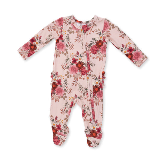 2 Way Ruffle Back Zipper Footie- Sabrina Floral by Angel Dear