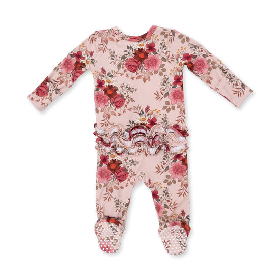 2 Way Ruffle Back Zipper Footie- Sabrina Floral by Angel Dear