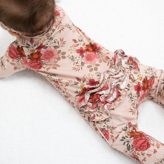 2 Way Ruffle Back Zipper Footie- Sabrina Floral by Angel Dear