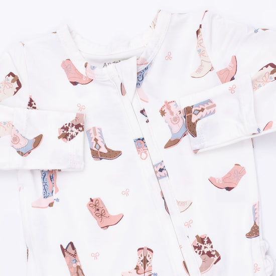 2 Way Ruffle Back Zipper Footie- Buckarette Boots by Angel Dear