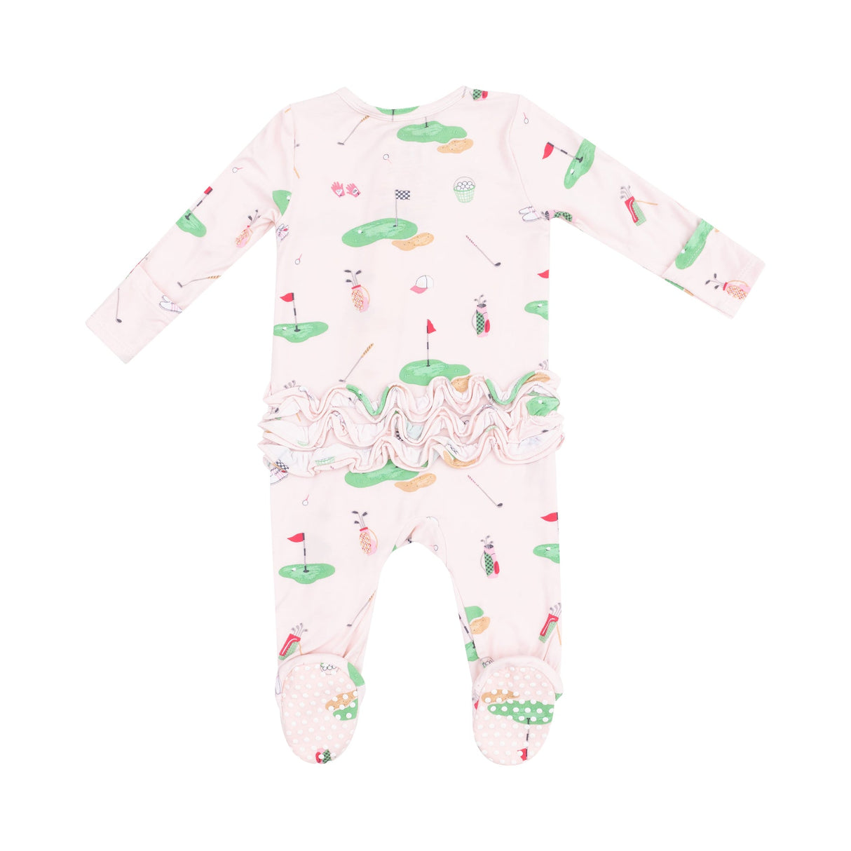 2 Way Zipper Ruffle Back Footie - Golf Things Pink by Angel Dear