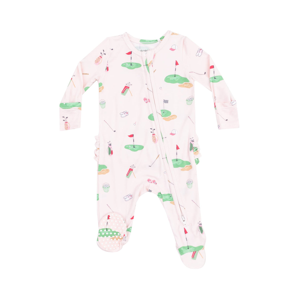 2 Way Zipper Ruffle Back Footie - Golf Things Pink by Angel Dear