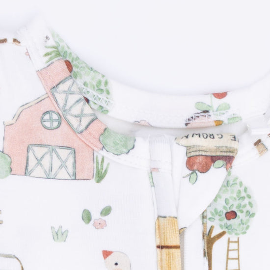 2 Way Ruffle Back Zipper Footie- Cute Farm Animals Pink by Angel Dear