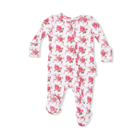 2 Way Ruffle Back Zipper Footie- Elegant Roses by Angel Dear