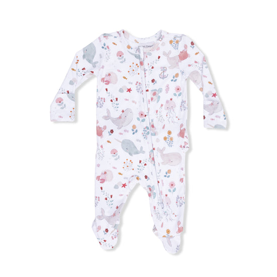 2 Way Ruffle Back Zipper Footie- Garden Sea Creatures by Angel Dear