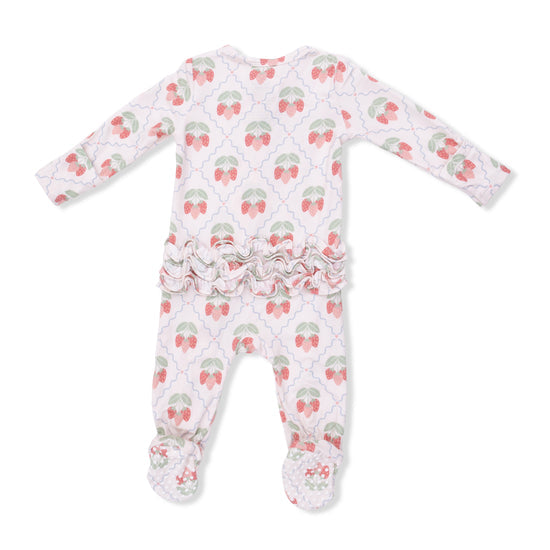 2 Way Ruffle Back Zipper Footie- Sweet Strawberries by Angel Dear