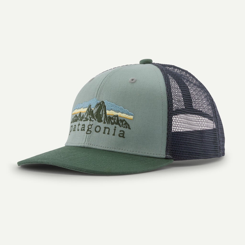 Kids' Trucker Hat- Fitz Roy Foothills: Cover Green by Patagonia