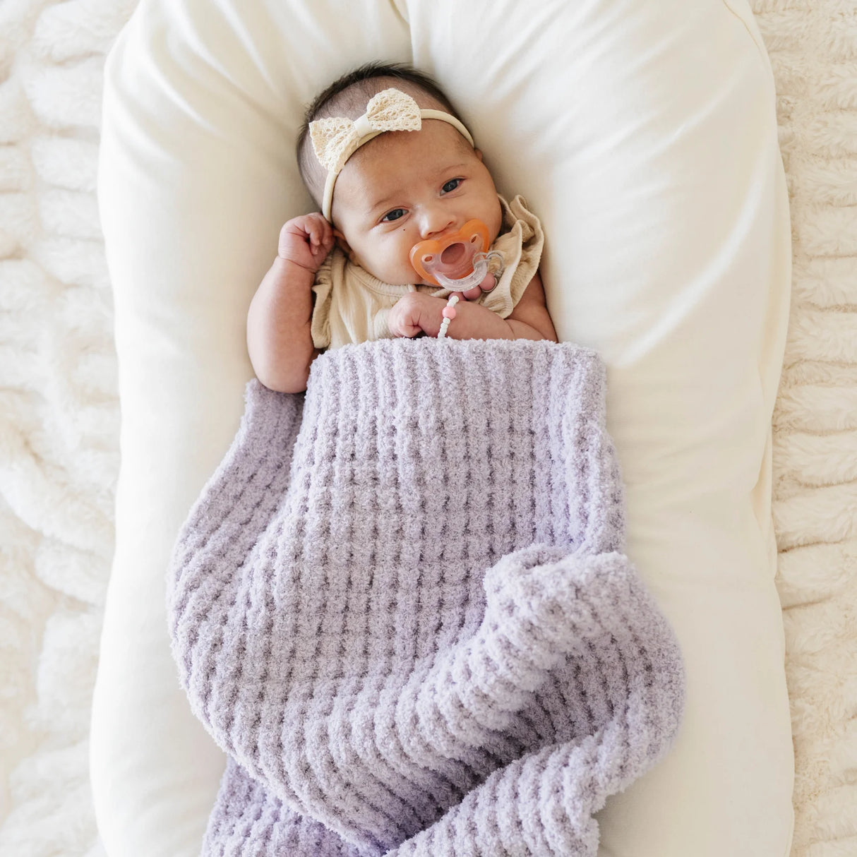 Waffle Knit Mini Blanket- Wisteria by Saranoni