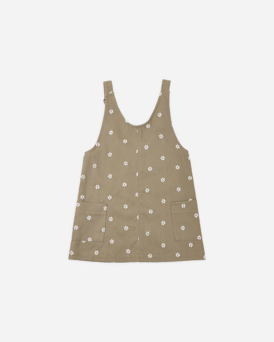 V-Neck Overall Dress || Embroidered Daisies by Rylee + Cru