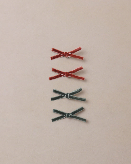 Mini Ribbon Bows || Green, Ruby by Noralee