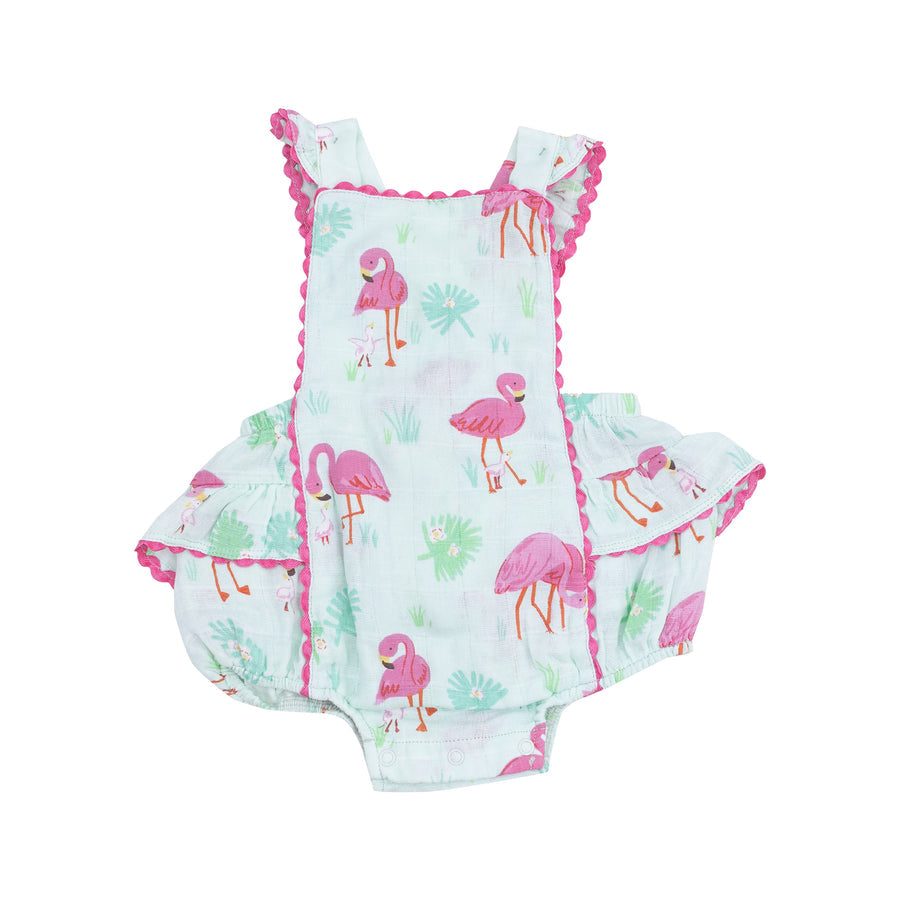 Ric-Rac Ruffle Sunsuit - Flamingos by Angel Dear