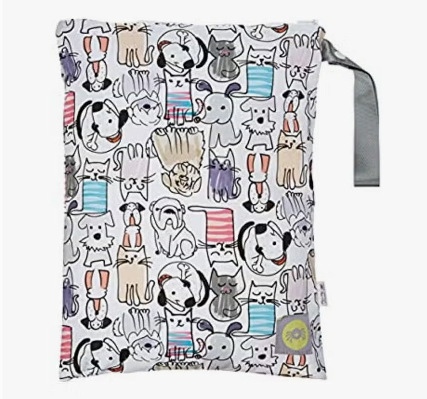 Travel Happens™ Medium Wet Bags - Raining Cats and Dogs by Itzy Ritzy