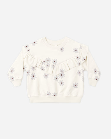 Ruffle Fleece Sweatshirt || Blue Daisy by Quincy Mae