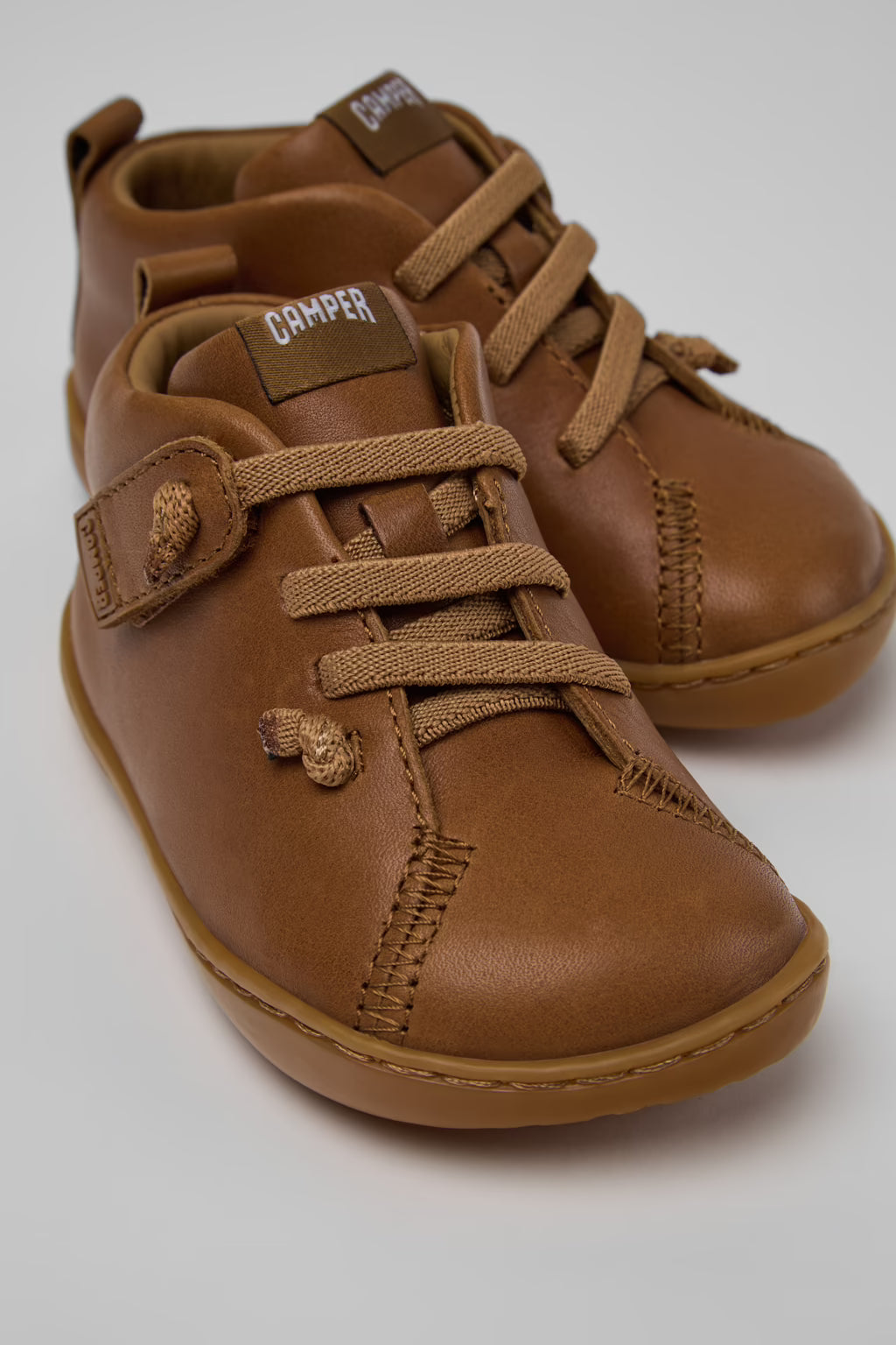 Peu Brown Leather Ankle Boots by Camper Shoes