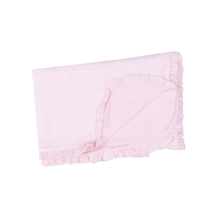 Ruffle Receiving Blanket - Stripe Classic Pink by Angel Dear