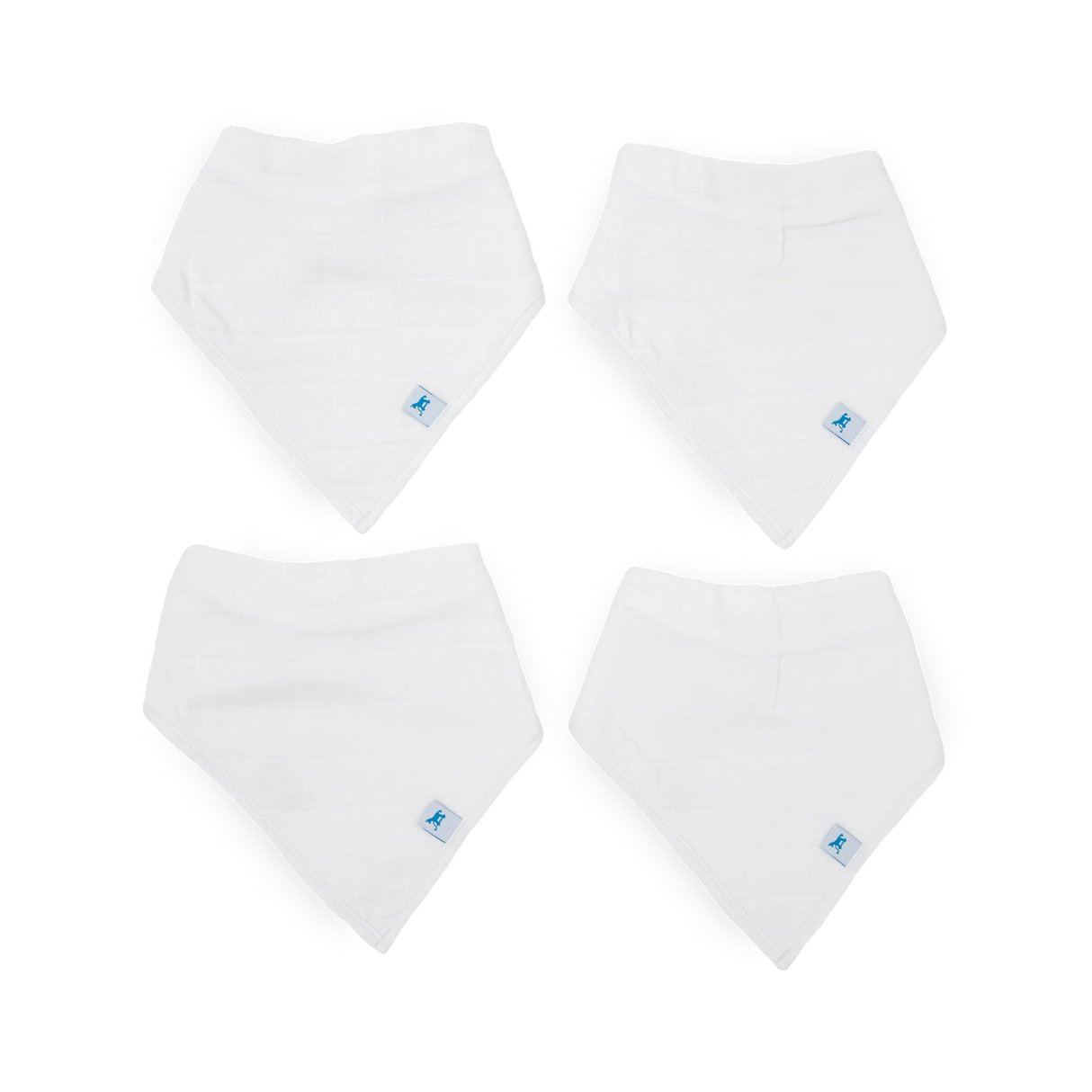Cotton Muslin + Fleece Bandana Bib 4 Pack - White by Little Unicorn