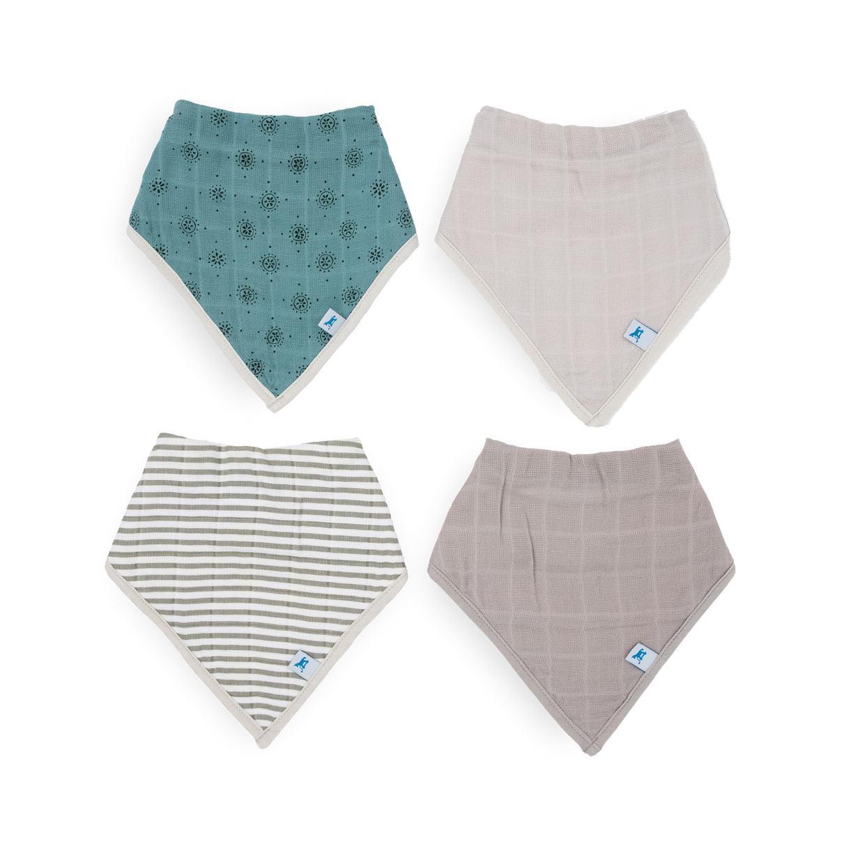 Cotton Muslin + Fleece Bandana Bib 4 Pack - Wallflower by Little Unicorn