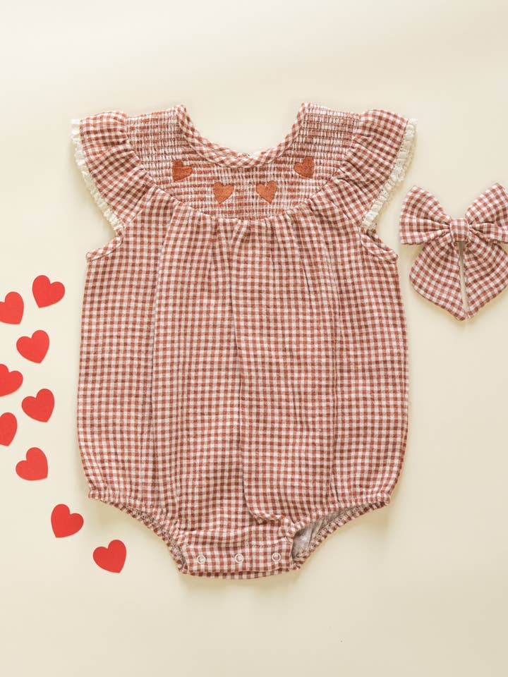 Lenore Romper || Red Gingham by Quincy Mae
