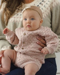 Bubble Knit Cardigan || Dusty Rose Speckle by Quincy Mae