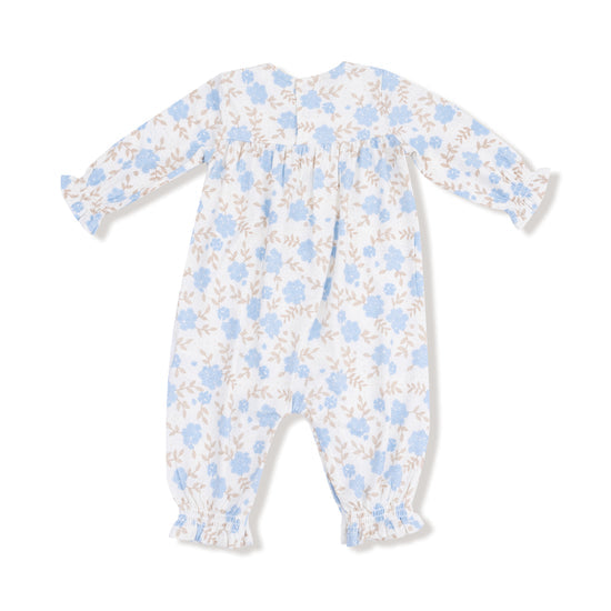 Baby Blue Floral- Smocked Romper by Angel Dear