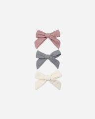 Bow W. Clip, Set of 3 || Mulberry, Slate, Natural by Quincy Mae