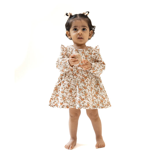 Ruffle Long Sleeve Bubble w/ Skirt- Prairie Calico by Angel Dear