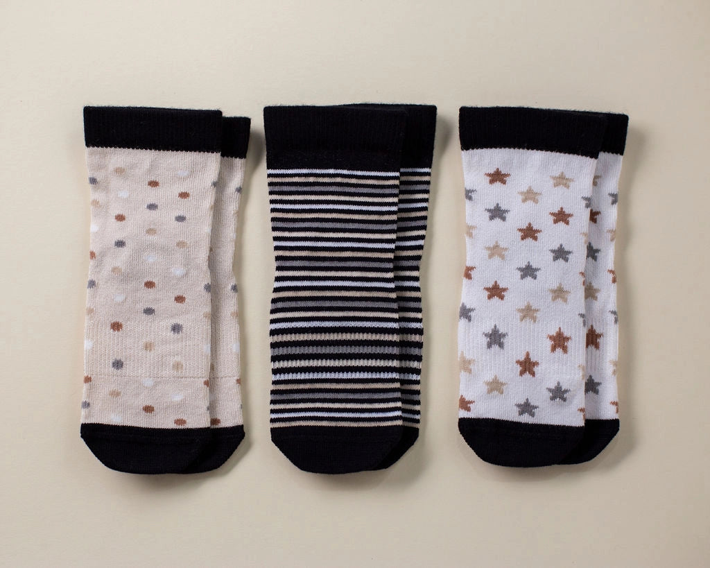 Carey - Non-Slip Baby Socks with Stripes, Polka Dots, Stars by squid socks